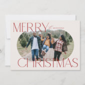 Merry Kerstmis Ellipse Oval-fotokaart Feestdagenkaart (Voorkant)