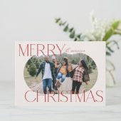 Merry Kerstmis Ellipse Oval-fotokaart Feestdagenkaart (Staand voorkant)