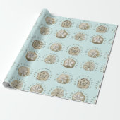 Merry Kerstmis en Dollar Turquoise Pattern Cadeaupapier (Uitgerold)