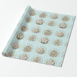 Merry Kerstmis en Dollar Turquoise Pattern Cadeaupapier
