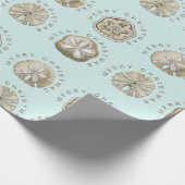 Merry Kerstmis en Dollar Turquoise Pattern Cadeaupapier (Hoek)
