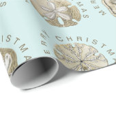 Merry Kerstmis en Dollar Turquoise Pattern Cadeaupapier (Rol Hoek)