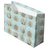 Merry Kerstmis en Dollar Turquoise Pattern Groot Cadeauzakje (Voorkant Gekanteld)