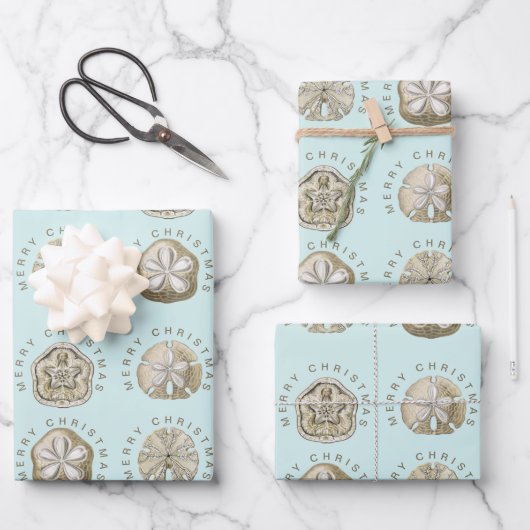Merry Kerstmis en Dollar Turquoise Pattern Inpakpapier Vel (Voorkant)