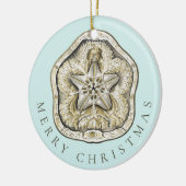 Merry Kerstmis en Dollar Turquoise Pattern Keramisch Ornament (Links)