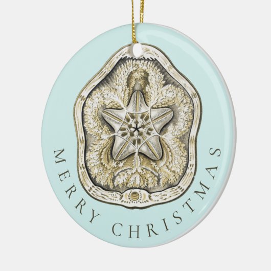 Merry Kerstmis en Dollar Turquoise Pattern Keramisch Ornament (Links)