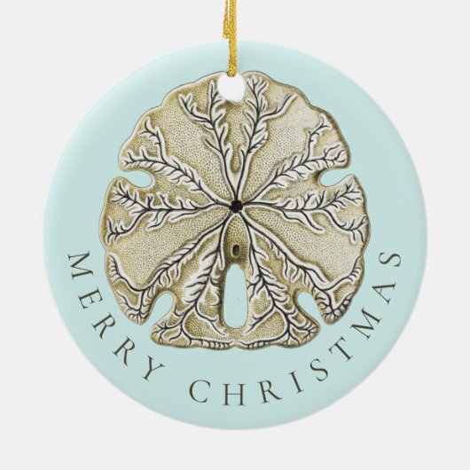 Merry Kerstmis en Dollar Turquoise Pattern Keramisch Ornament (Achterkant)