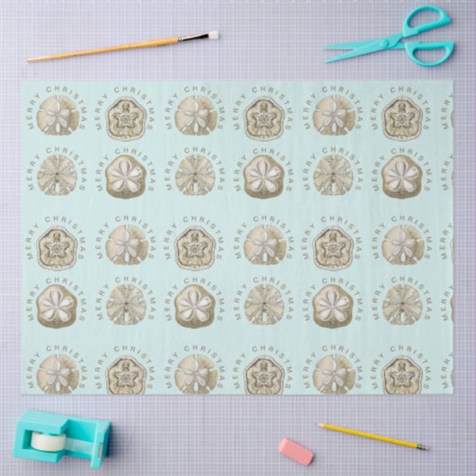 Merry Kerstmis en Dollar Turquoise Pattern Tissuepapier (Craft)