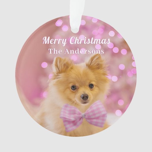 Merry Kerstmis en naam personaliseren, Cute Dog/Tr Ornament (voorkant)