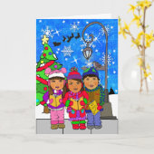 Merry Kerstmis feestdag kinderwagens Kaart (Gele Bloem)