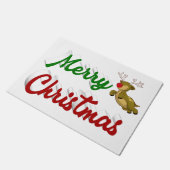Merry Kerstmis Flying Reindeer Red script Deurmat (Schuin)