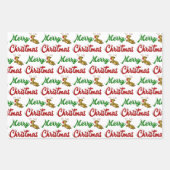 Merry Kerstmis Flying Reindeer Red script Inpakpapier Vel (Voorkant 2)