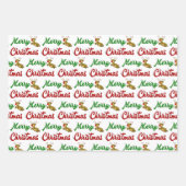 Merry Kerstmis Flying Reindeer Red script Inpakpapier Vel (Voorkant)