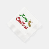 Merry Kerstmis Flying Reindeer Red script Servet (Hoek)