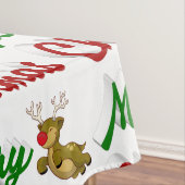 Merry Kerstmis Flying Reindeer Red script Tafelkleed (Voorbeeld)