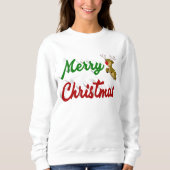 Merry Kerstmis Flying Reindeer Red script Trui (Voorkant)