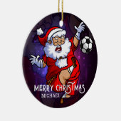 Merry Kerstmis Football Santa Persoonlijk Keramisch Ornament (Rechts)