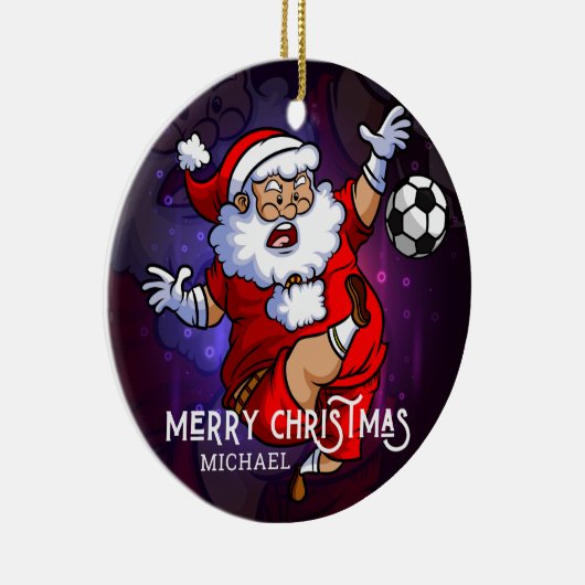 Merry Kerstmis Football Santa Persoonlijk Keramisch Ornament (Rechts)