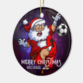 Merry Kerstmis Football Santa Persoonlijk Keramisch Ornament (Links)