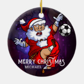 Merry Kerstmis Football Santa Persoonlijk Keramisch Ornament (Achterkant)