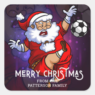 Merry Kerstmis Football Santa Persoonlijk Vierkante Sticker