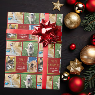Merry Kerstmis foto Collage Custom Dog Owner Cadeaupapier