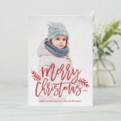 Merry Kerstmis Foto Lettered Holiday Feestdagenkaart (Staand voorkant)