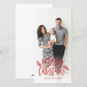 Merry Kerstmis Foto Lettered Holiday Feestdagenkaart (Voorkant / Achterkant)