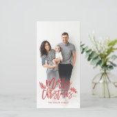 Merry Kerstmis Foto Lettered Holiday Feestdagenkaart (Staand voorkant)