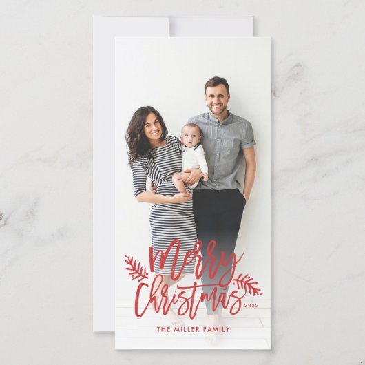 Merry Kerstmis Foto Lettered Holiday Feestdagenkaart (Voorkant)