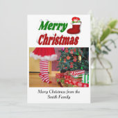 Merry Kerstmis foto-typografie Feestdagenkaart (Staand voorkant)