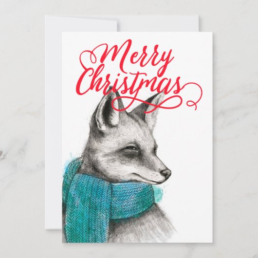 Merry Kerstmis Fox Drawing (Voorkant)