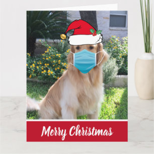 Merry Kerstmis Funny Dog in Face Mask Kaart