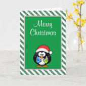 Merry Kerstmis Funny Penguin-kerstkaart Kaart (Gele Bloem)