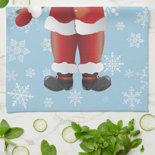 Merry Kerstmis Funny Santa Claus Cartoon Theedoek (Gevouwen)