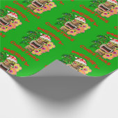 Merry Kerstmis Funny Santa Tiki Cadeaupapier (Hoek)