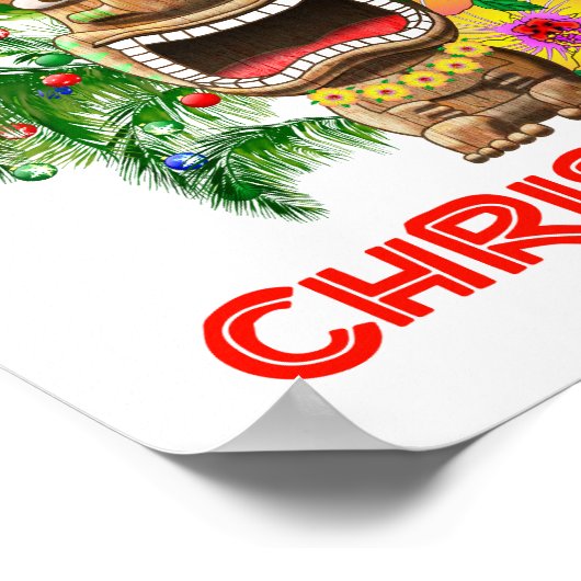 Merry Kerstmis Funny Santa Tiki Poster (Hoek)