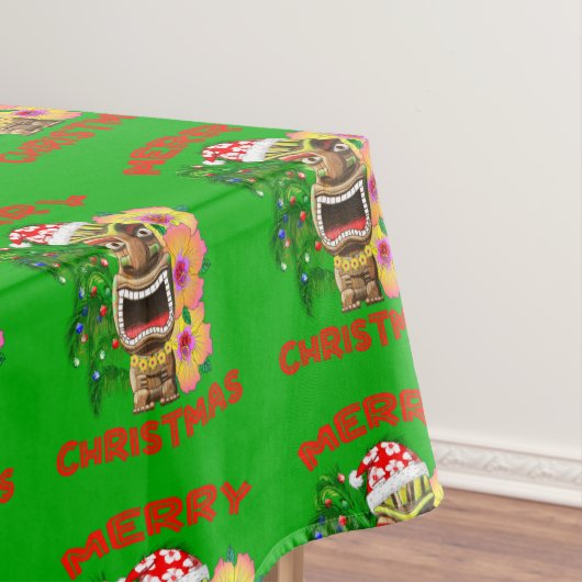 Merry Kerstmis Funny Santa Tiki Tafelkleed (Voorbeeld)