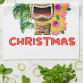 Merry Kerstmis Funny Santa Tiki Theedoek (Gevouwen)