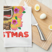 Merry Kerstmis Funny Santa Tiki Theedoek (Quarter Fold)