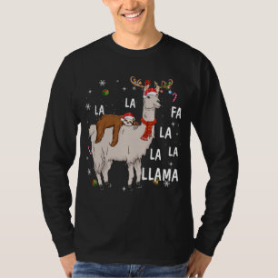Merry Kerstmis Funny Sloth Riding Llama Reindeer T-shirt