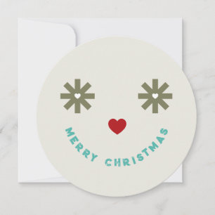Merry Kerstmis Funny Winking Smiley Face Foto Feestdagenkaart