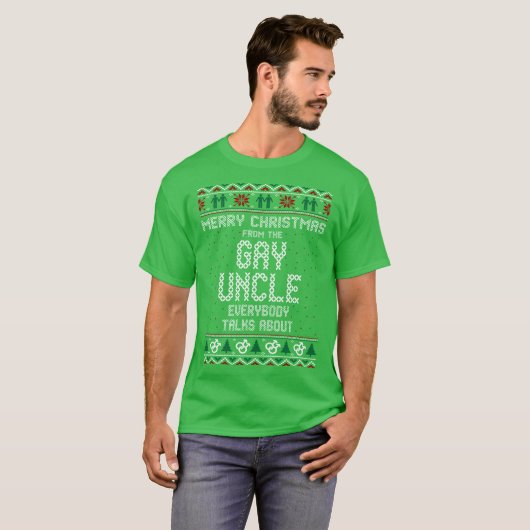 Merry Kerstmis Gay Oom Sweater Ugly Tshirt (Voorkant volledig)