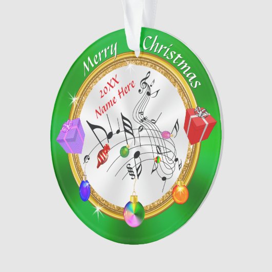 Merry Kerstmis Gepersonaliseerde Musical Note Orna Ornament (voorkant)