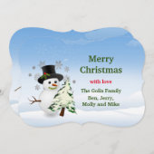 Merry Kerstmis - Gepersonaliseerde Snowman Kaart (Voorkant / Achterkant)