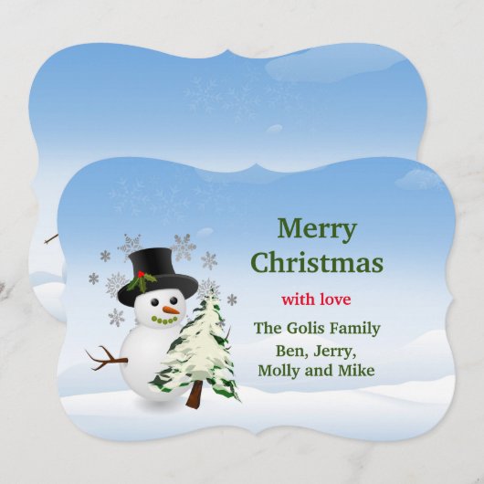 Merry Kerstmis - Gepersonaliseerde Snowman Kaart (Voorkant / Achterkant)