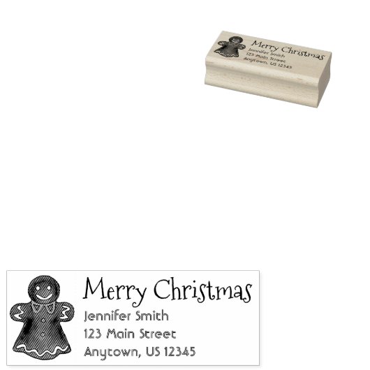 Merry Kerstmis Gingerbrood Holiday Cookie Adres Rubberstempel (Gestempeld)