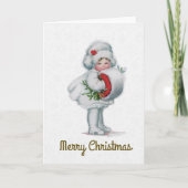 Merry Kerstmis  Girl Mistletoe Muff Feestdagen Kaart (Voorkant)