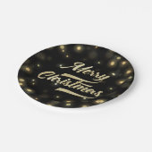 Merry Kerstmis Glitter Bokeh Gold Black Papieren Bordje (Gekanteld)