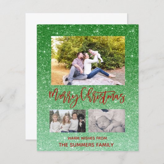 Merry Kerstmis - Glitter-fotobudget (Voorkant / Achterkant)